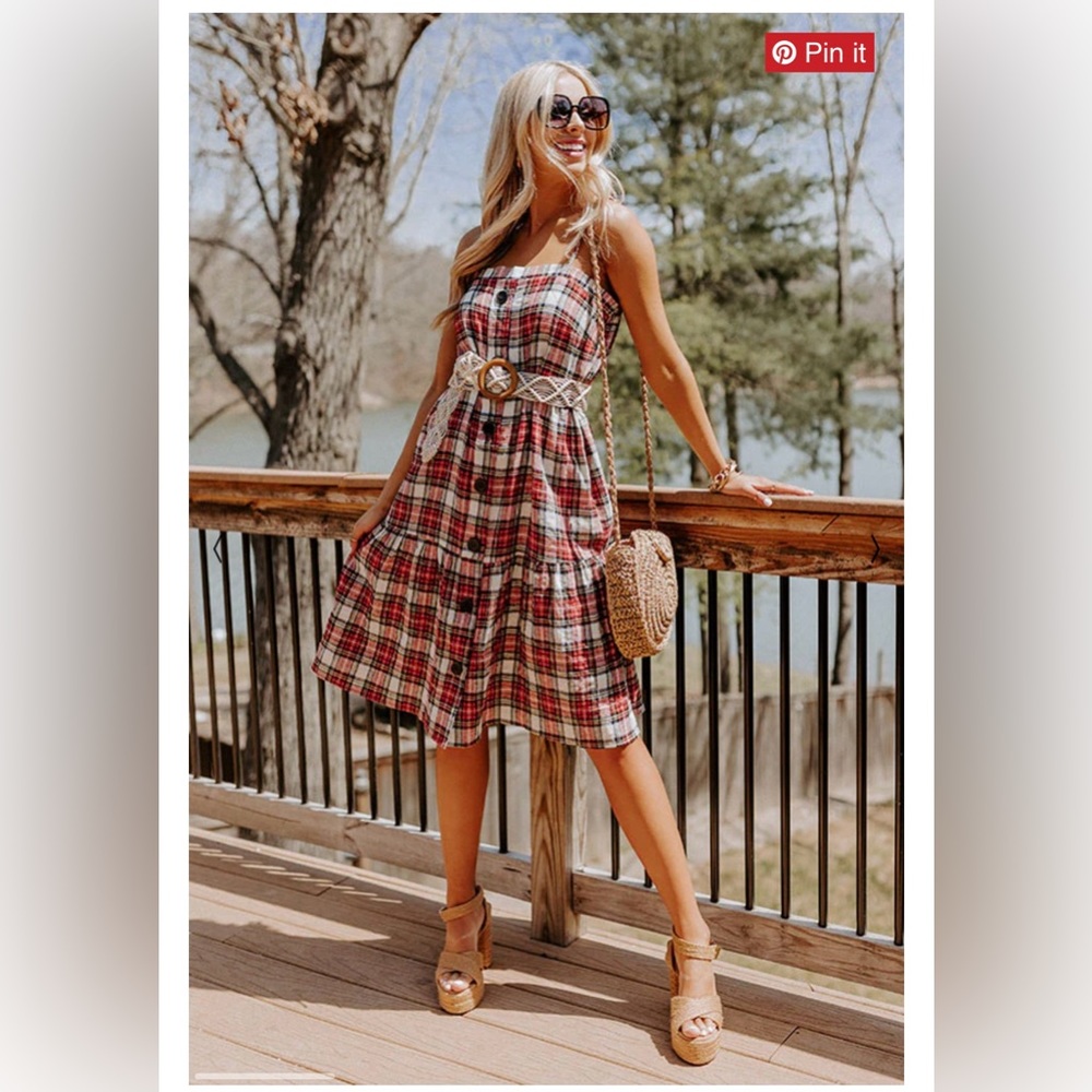 BRAND NEW - Impressions Boutique Midi Plaid Dress